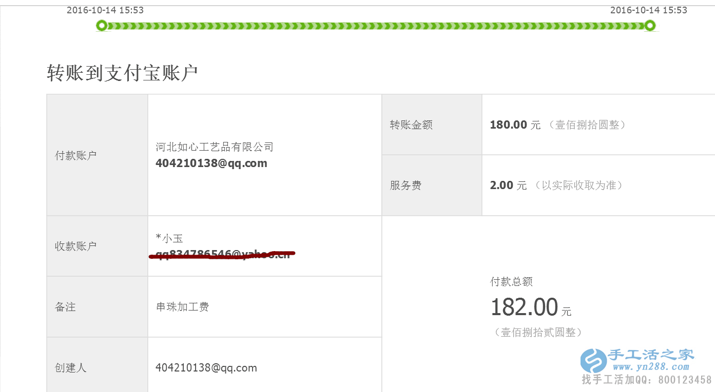  河南林州郭女士收到加工費180元，女性兼職創(chuàng)業(yè)好項目