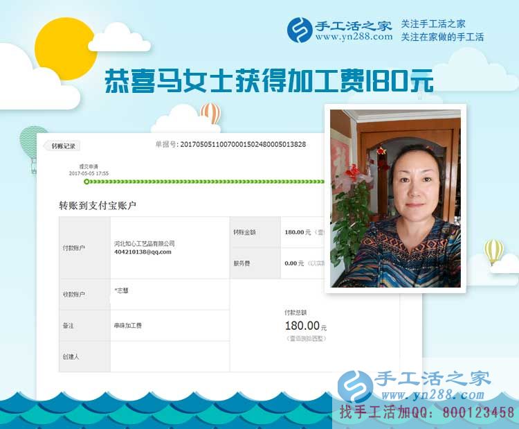 首都北京的馬女士沒有工作，珠繡手工活是她的一份收入