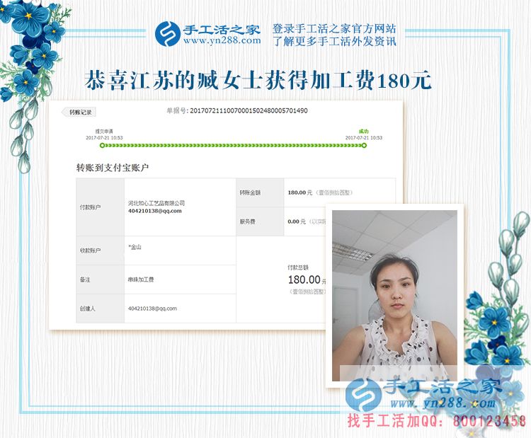 在朋友的介紹下，江蘇臧女士工作之外做手工活兼職賺錢(qián)(圖1)