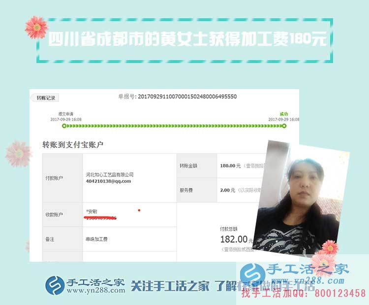 在姐妹的幫助下，開飯店的四川成都黃女士開始做手工活每月多得一千多元(圖1)