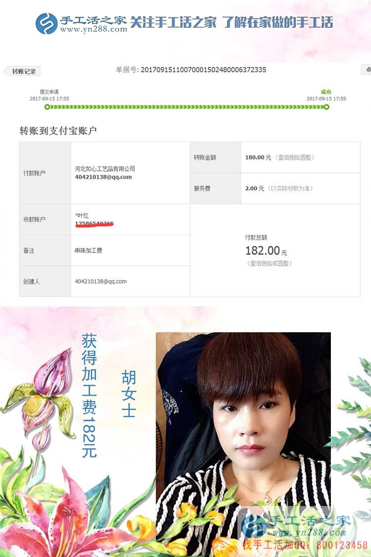 家庭婦女在家也能掙錢,浙江寧波胡女士說自己就是在家做手工活賺錢的好例子(圖1)