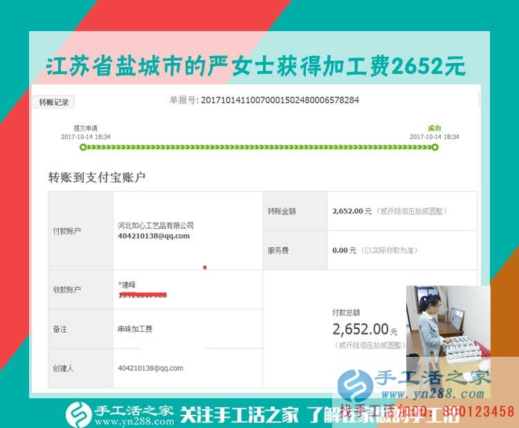 這次又得珠繡畫加工費2652元，口袋里有錢的江蘇鹽城嚴女士給孩子買！買！買！(圖1)