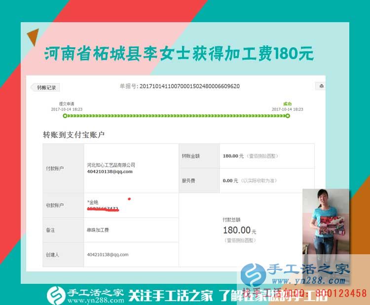 與男友合開生意，河南拓城李女士休息時做手工活兼職再掙一份錢(圖1)