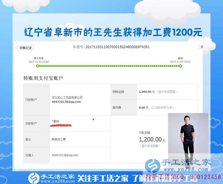 1200元，只是加工團(tuán)隊(duì)不斷加大后，遼寧阜新王先生每次加工費(fèi)結(jié)算的一部分(圖1)