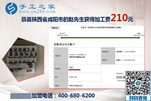 摸爬滾打后選擇手工之家，陜西咸陽趙先生看好珠繡手工活加盟項目