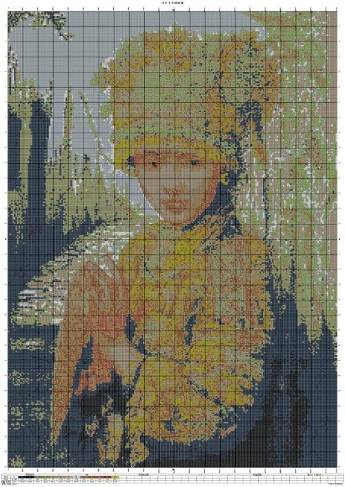 《苗族少女》民族風(fēng)系列，勵志珠珠繡純手工圖紙及成品(圖1)